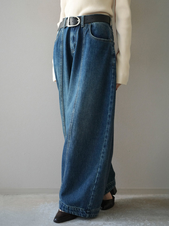 [予約]フロント切替カーブデニムパンツ/blue