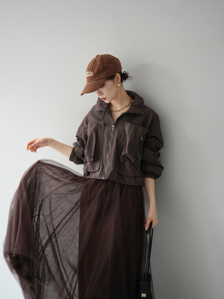 [予約]ポケットデザインショートブルゾン/ブラック