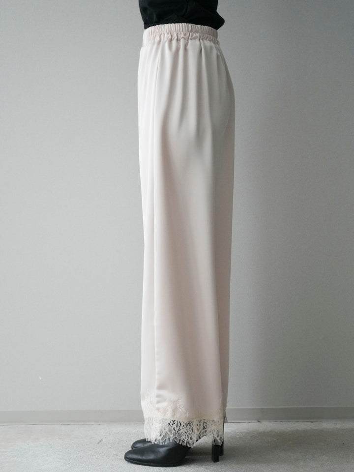 [予約]裾レースサテンナロースカート/ecru