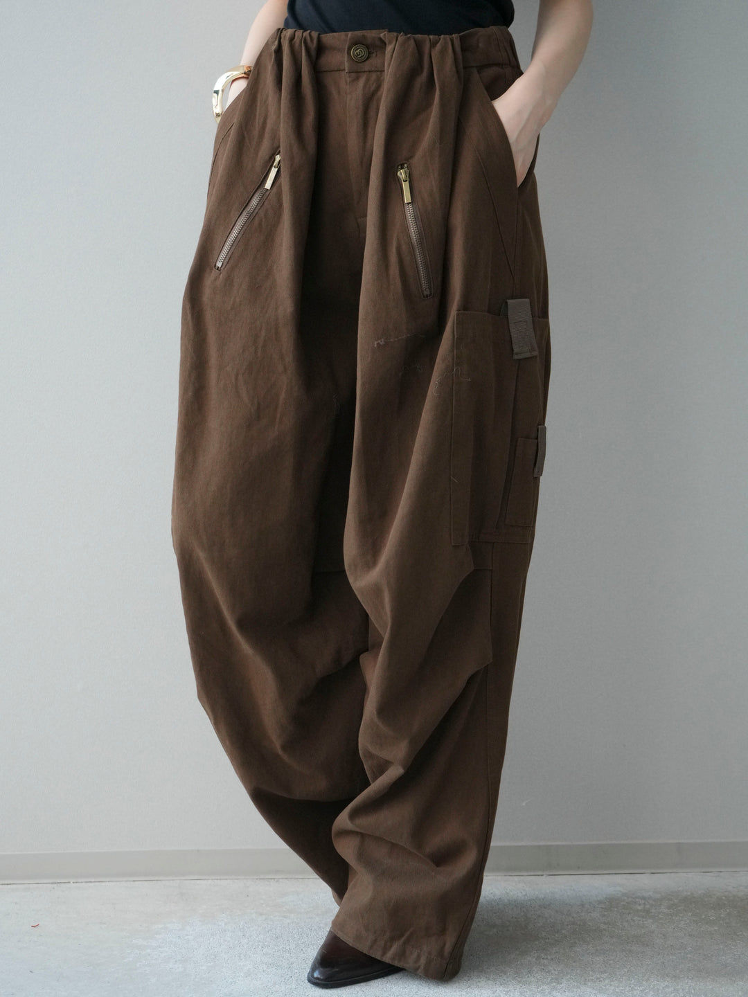 [予約]コットンタックループパンツ/brown