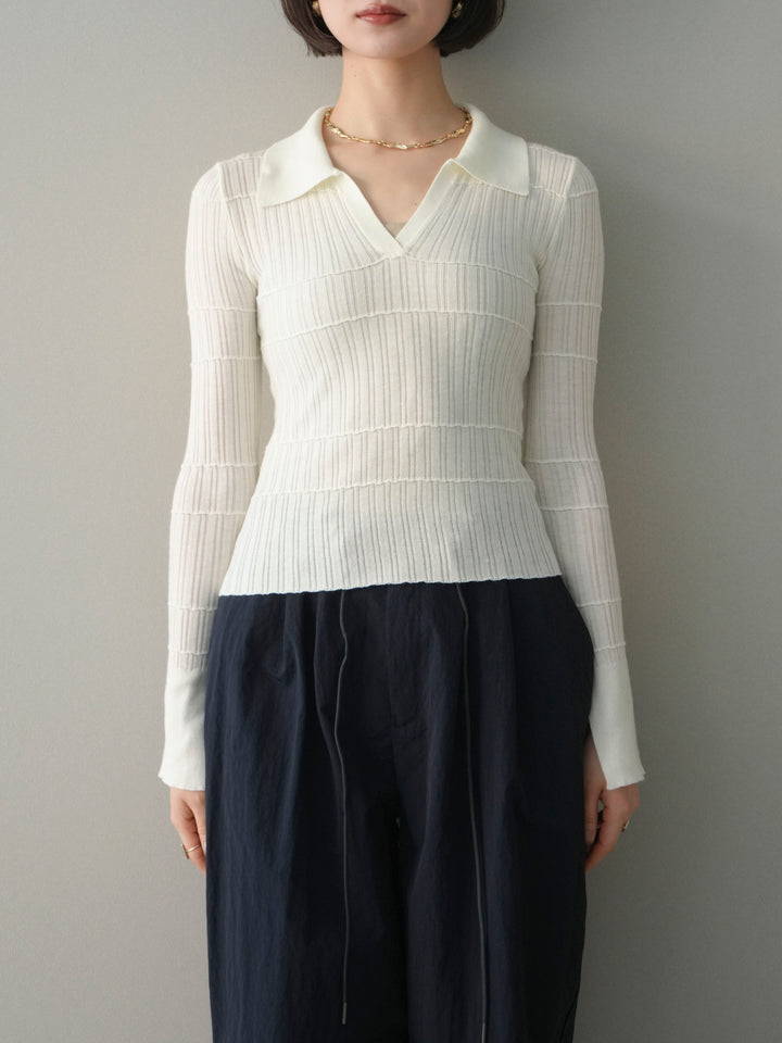 [予約]シアーリブスキッパーニットトップス/ivory