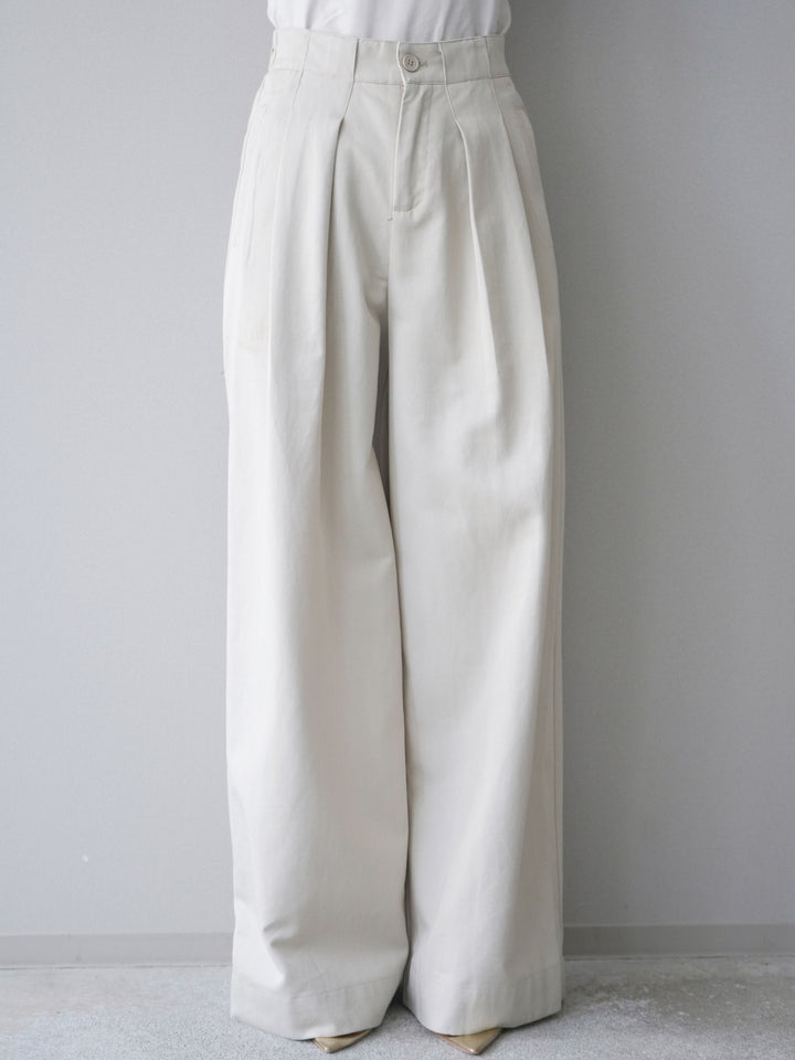 [予約]美シルエットタックワイドパンツ/beige