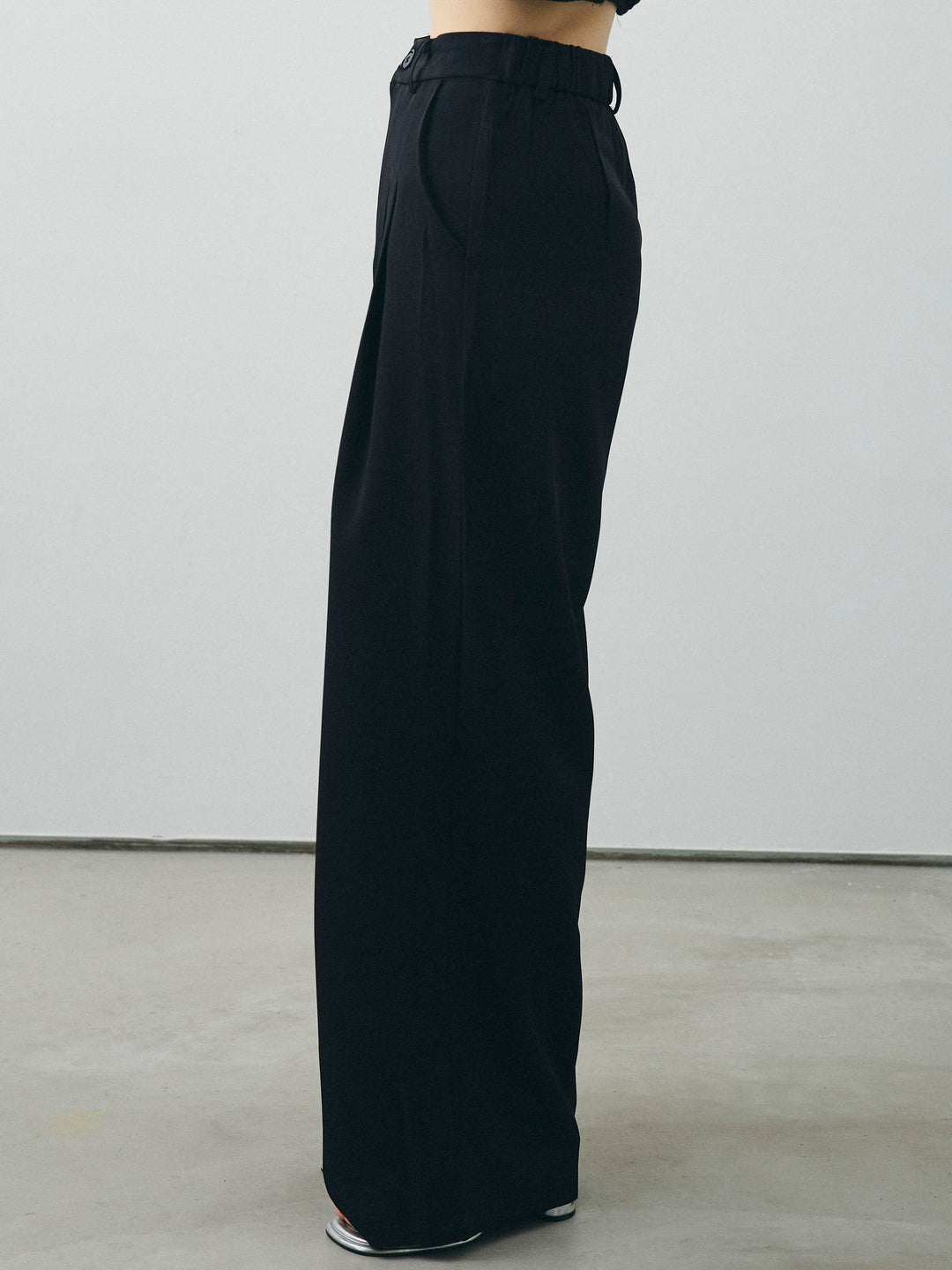 [予約]2タックワイドパンツ/ブラック