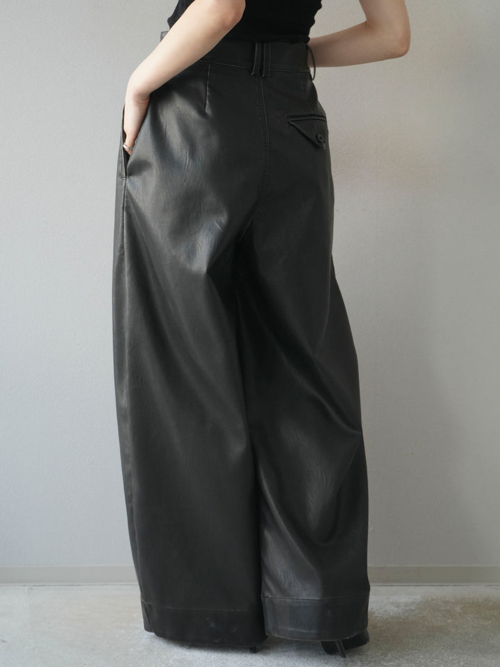 [予約]ヴィンテージレザーバギーパンツ/gray