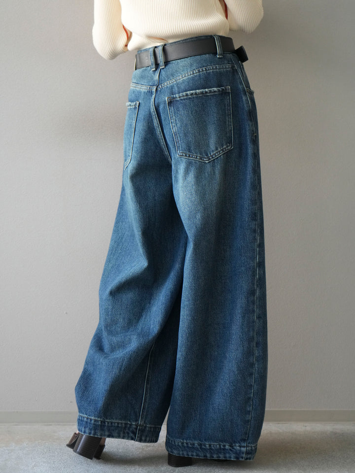 [予約]フロント切替カーブデニムパンツ/blue