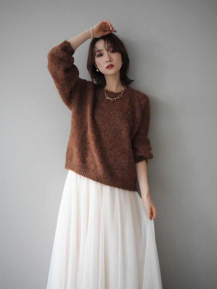 [SET]ロゴラベルミックスヤーンニットプルオーバー+ロゴラベルミックスヤーンニットプルオーバー(2set)