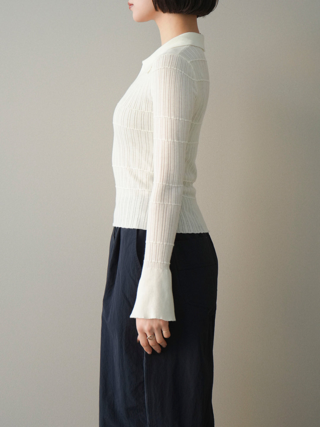 [予約]シアーリブスキッパーニットトップス/ivory