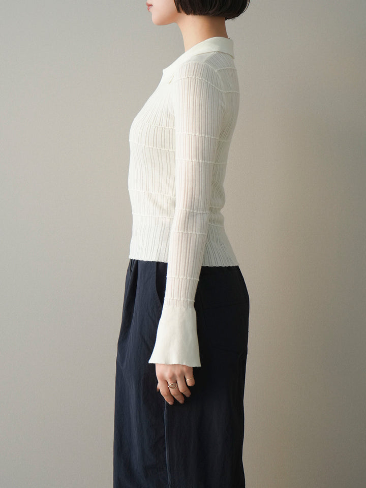 [予約]シアーリブスキッパーニットトップス/ivory