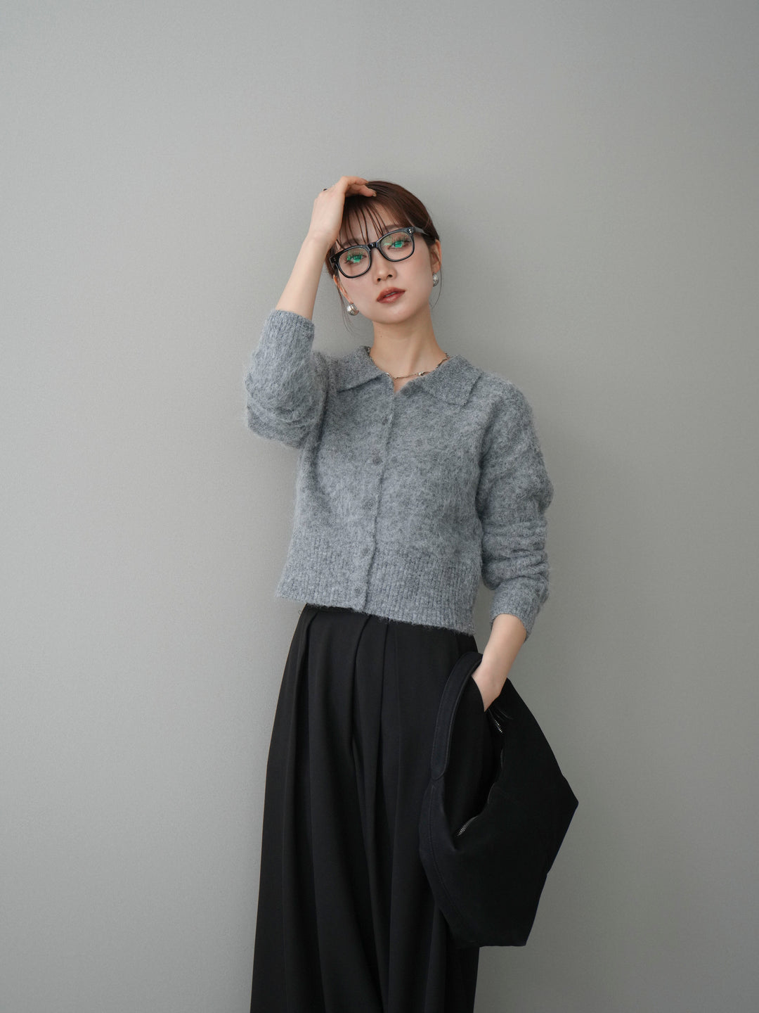 [SET]モヘア衿付きボタンプルオーバー+選べるアクセセット(2set)