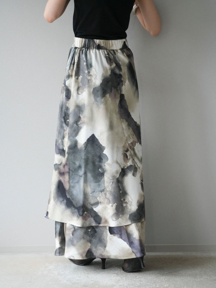 [予約]ニュアンスサテンフリルスカート/アイボリー×ミント