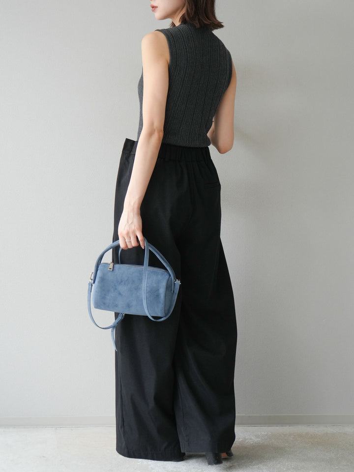 [予約]スリーブレスランダムリブニットトップス/グレー