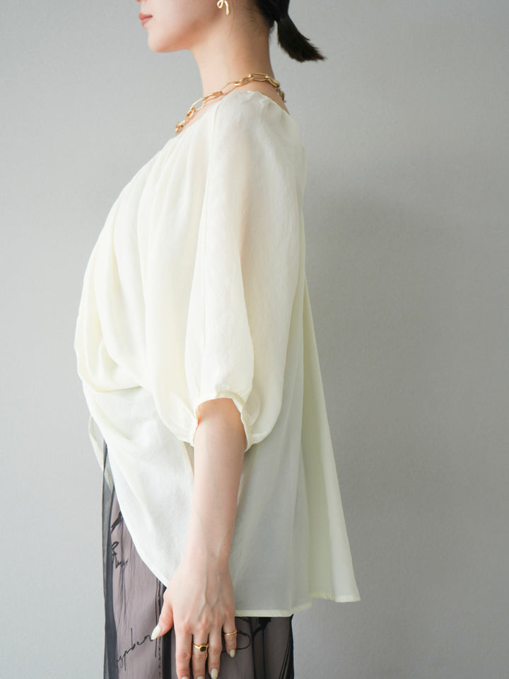 [予約]ボリュームスリーブシアータックブラウス/アイボリー