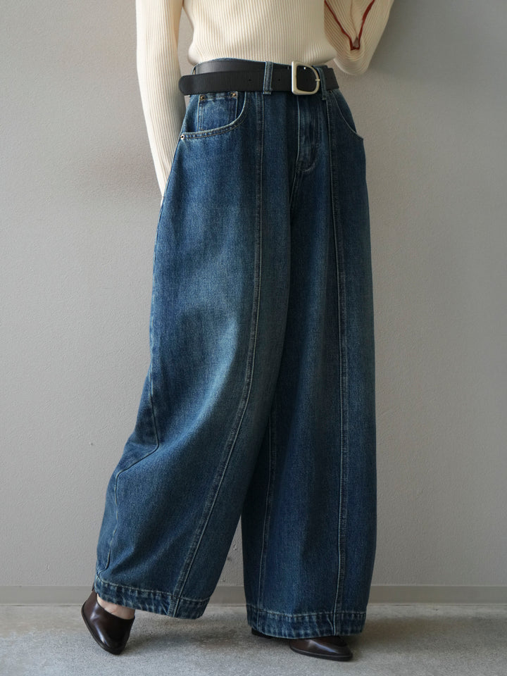 [予約]フロント切替カーブデニムパンツ/blue