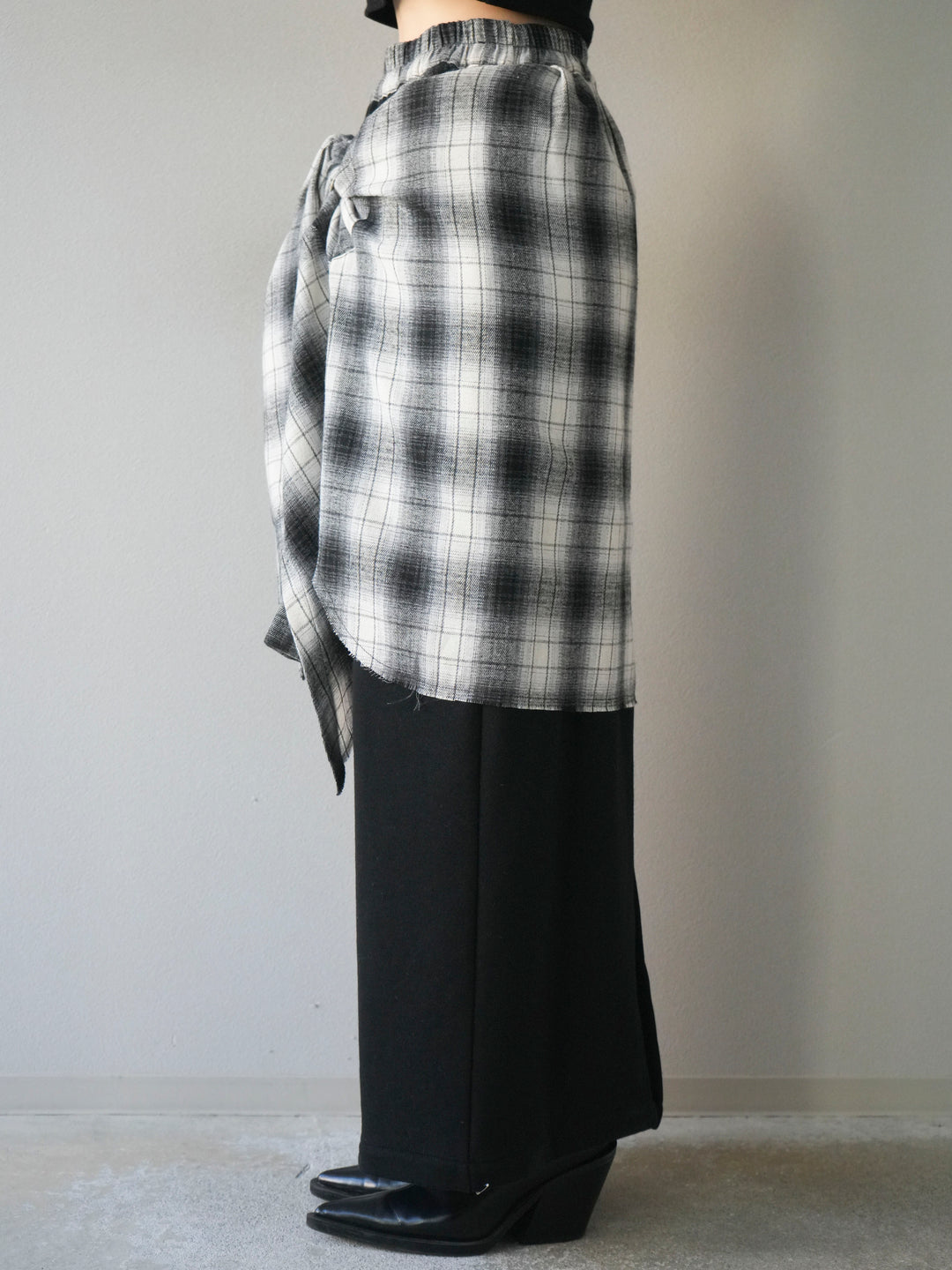 [予約]シャツ巻きスエットスカート/black