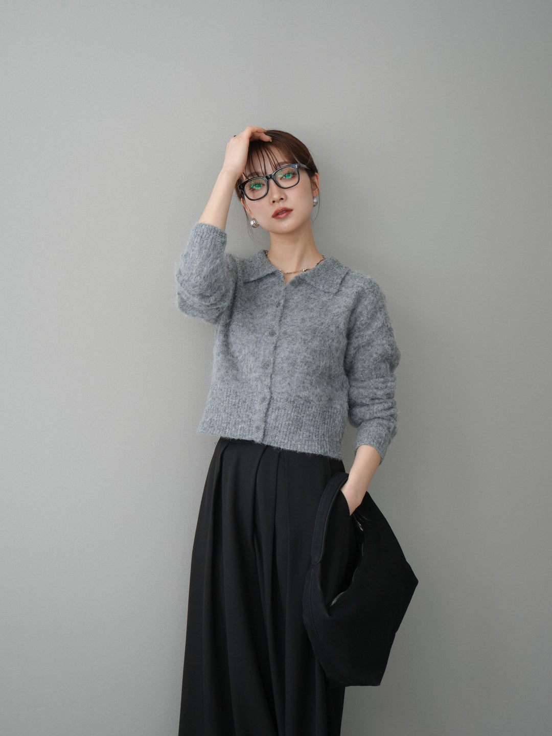 [SET]モヘア衿付きボタンプルオーバー+選べるアクセセット(2set)