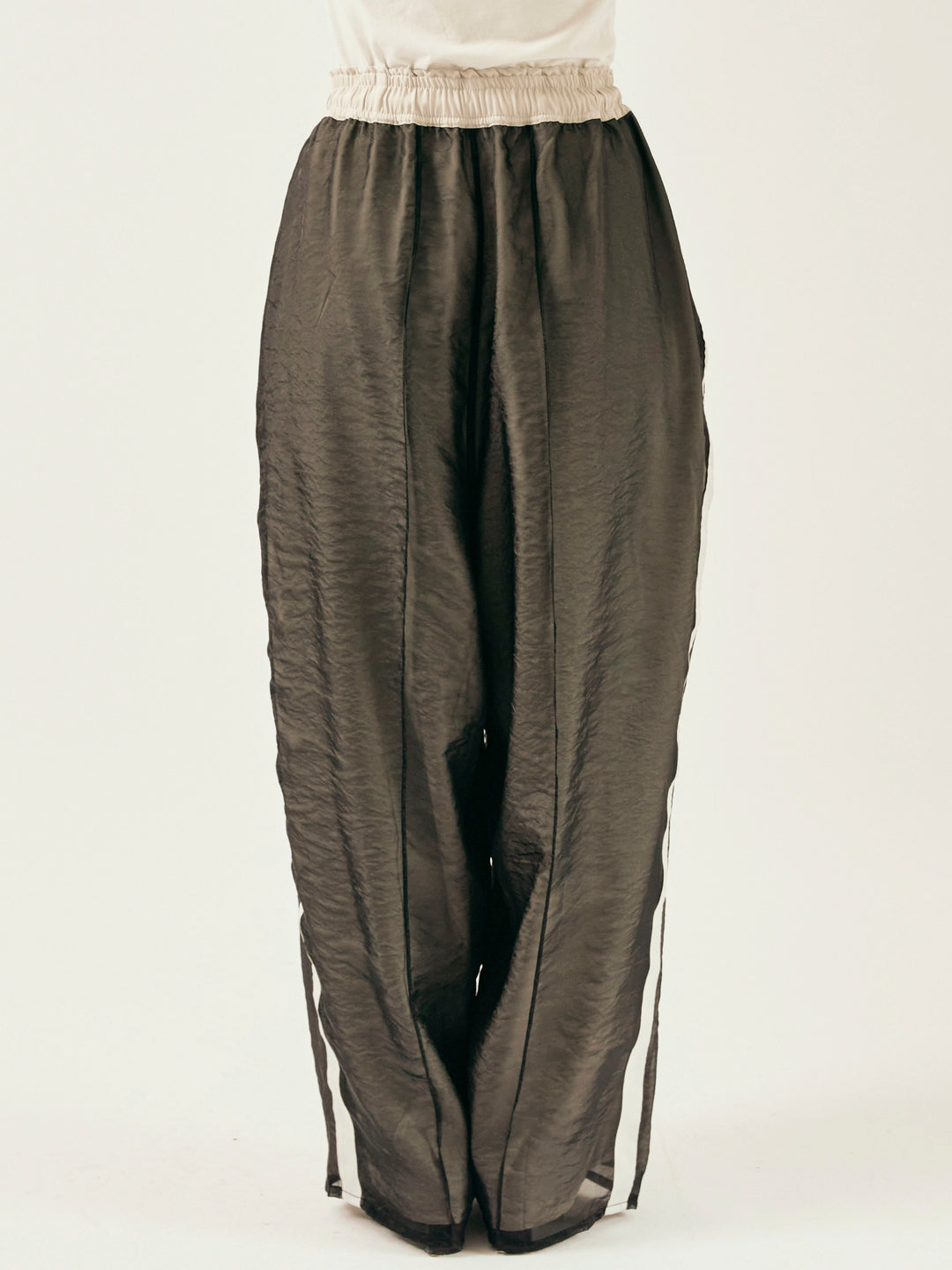 [予約]オーガンジーレイヤードサイドラインパンツ/ブラック