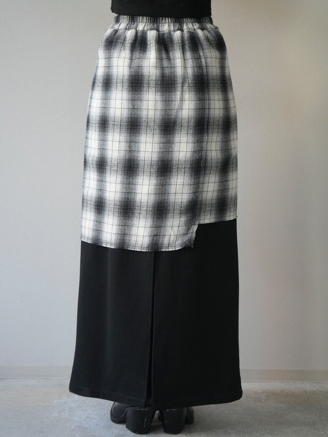 [予約]シャツ巻きスエットスカート/black