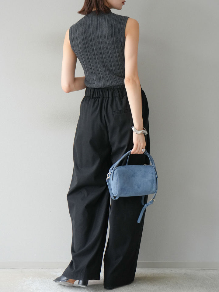 [予約]スリーブレスランダムリブニットトップス/グレー