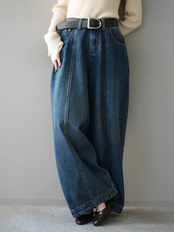 [予約]フロント切替カーブデニムパンツ/blue