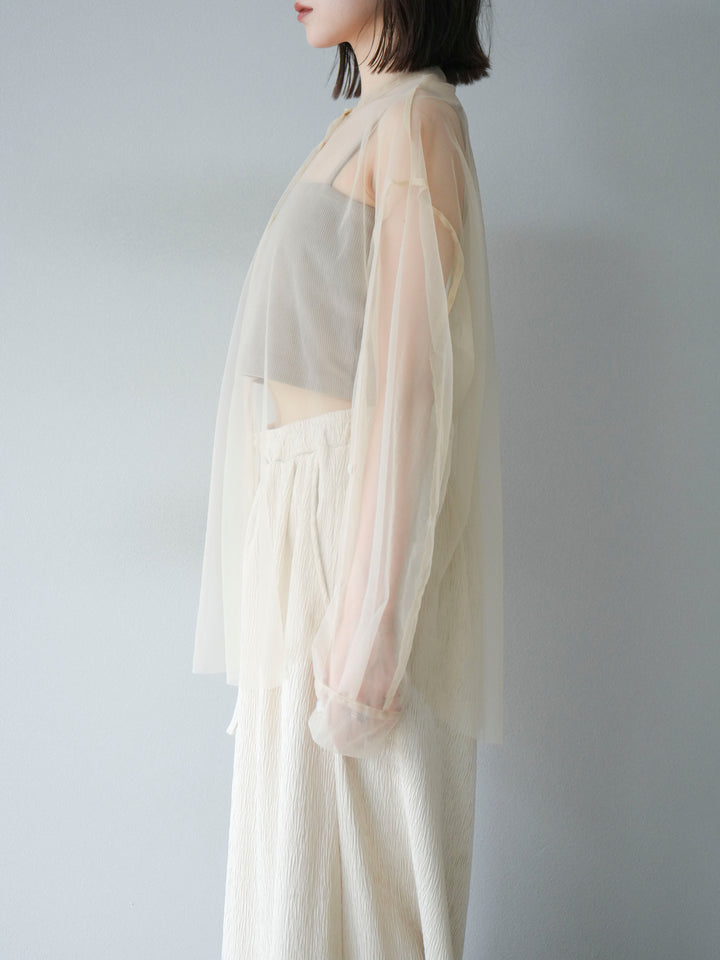 [予約]2WAYスリーブチュールシャツ/ベージュ　