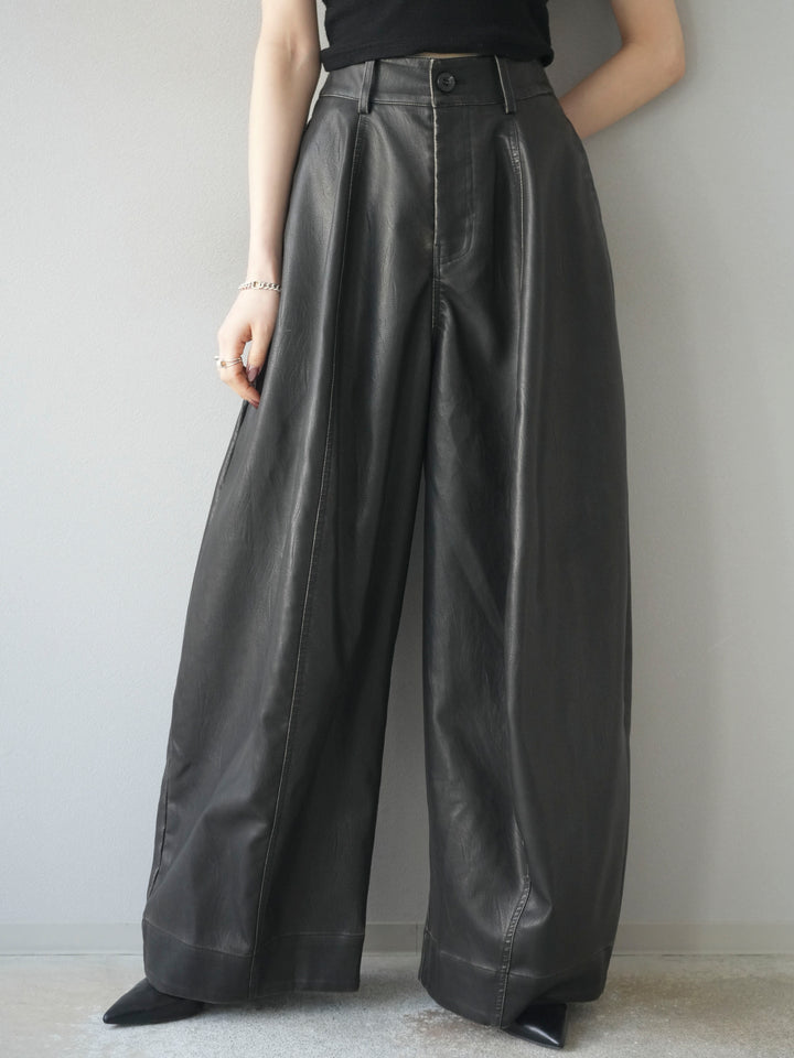 [予約]ヴィンテージレザーバギーパンツ/gray