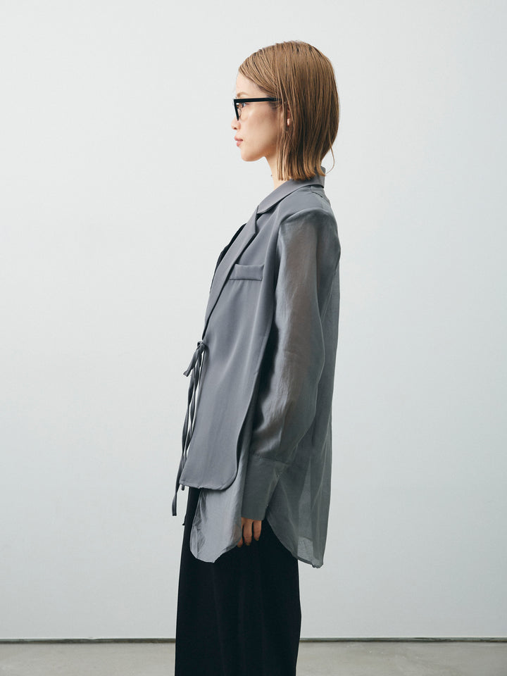 [予約]シアー切替テーラードジャケット/グレー