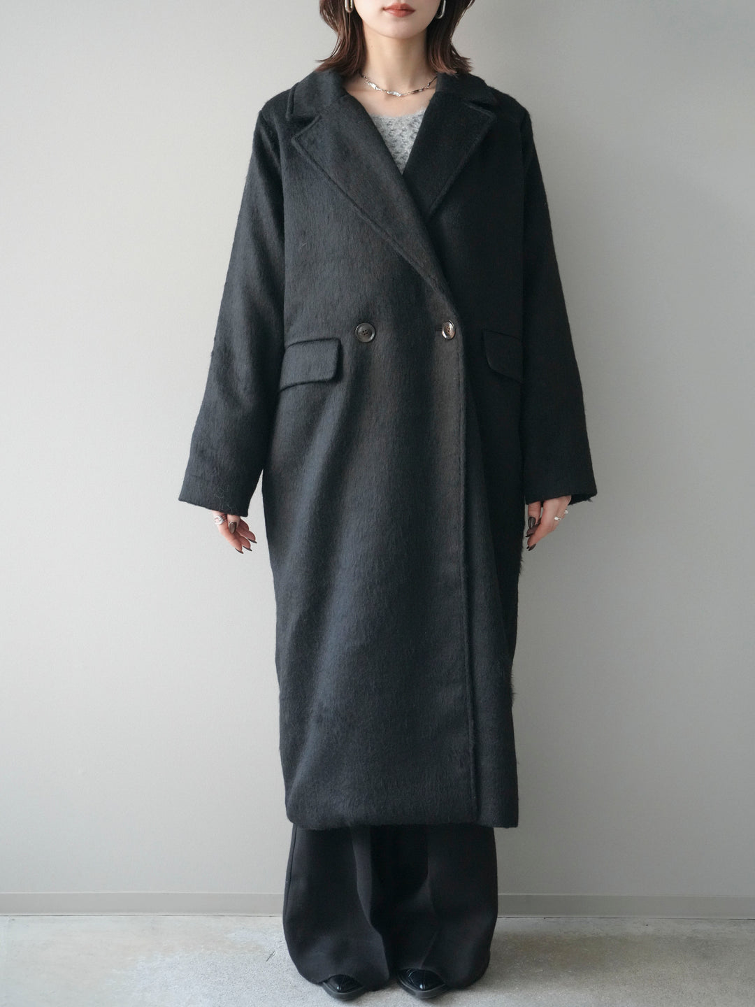 [予約]ソフトシャギーチェスターコート/black