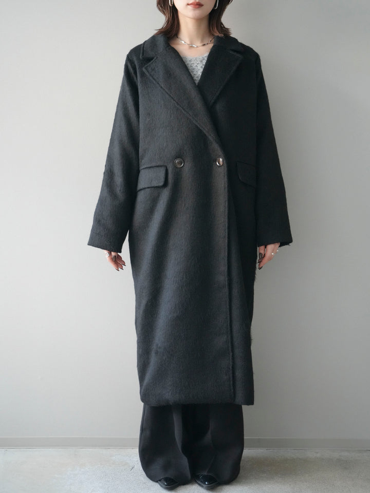 [予約]ソフトシャギーチェスターコート/black