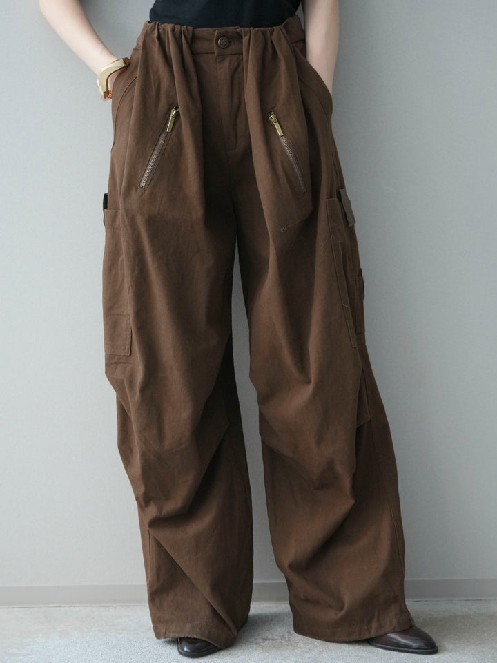 [予約]コットンタックループパンツ/brown