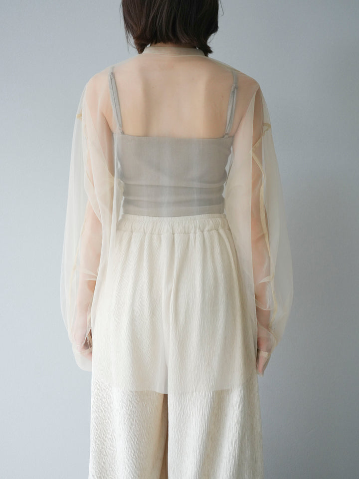 [予約]2WAYスリーブチュールシャツ/ベージュ　