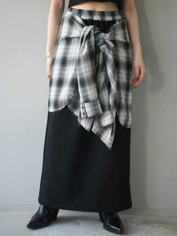 [予約]シャツ巻きスエットスカート/black