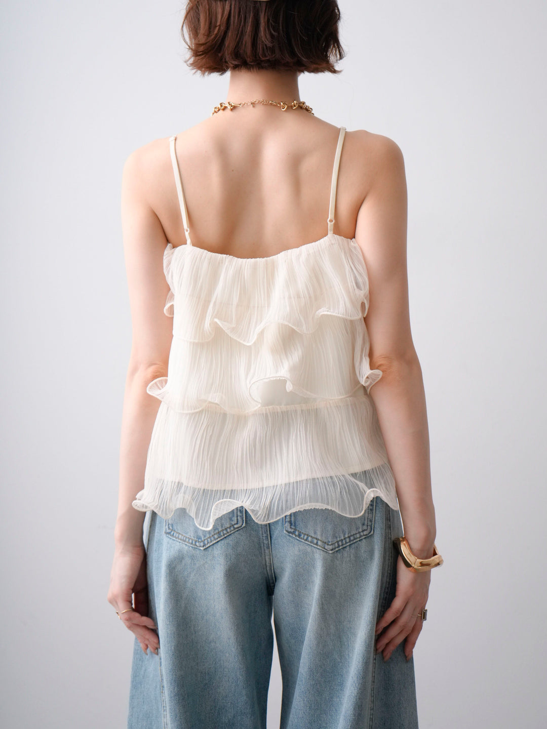 [予約]ティアードシアーキャミソール/ivory