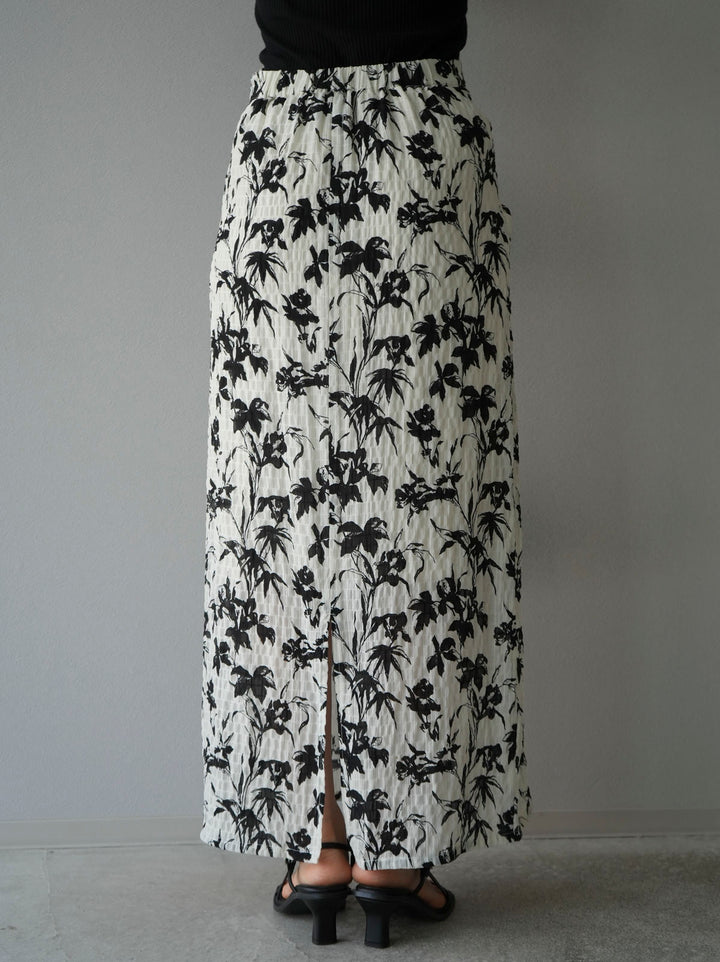 [Pre-order] Washer waist design flower pattern skirt/off-white