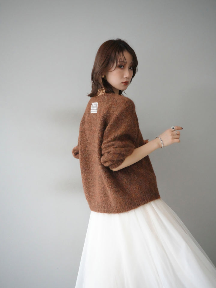 [SET]ロゴラベルミックスヤーンニットプルオーバー+ロゴラベルミックスヤーンニットプルオーバー(2set)