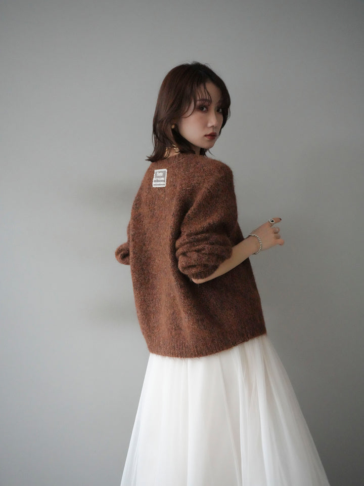 [SET]ロゴラベルミックスヤーンニットプルオーバー+ロゴラベルミックスヤーンニットプルオーバー(2set)