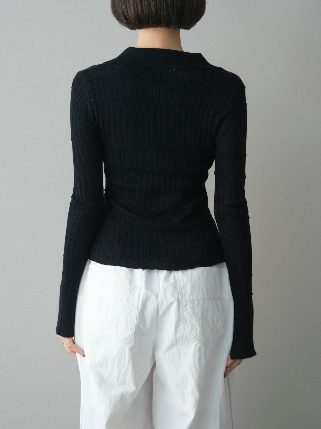 [予約]シアーリブスキッパーニットトップス/black