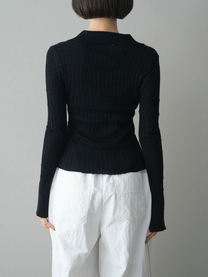 [予約]シアーリブスキッパーニットトップス/black