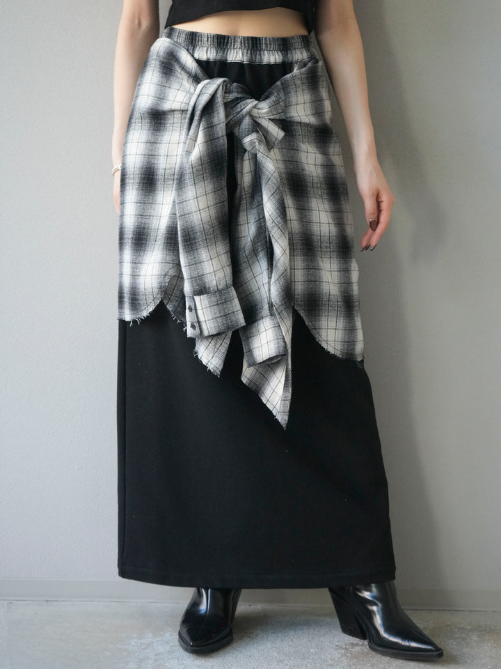 [予約]シャツ巻きスエットスカート/black
