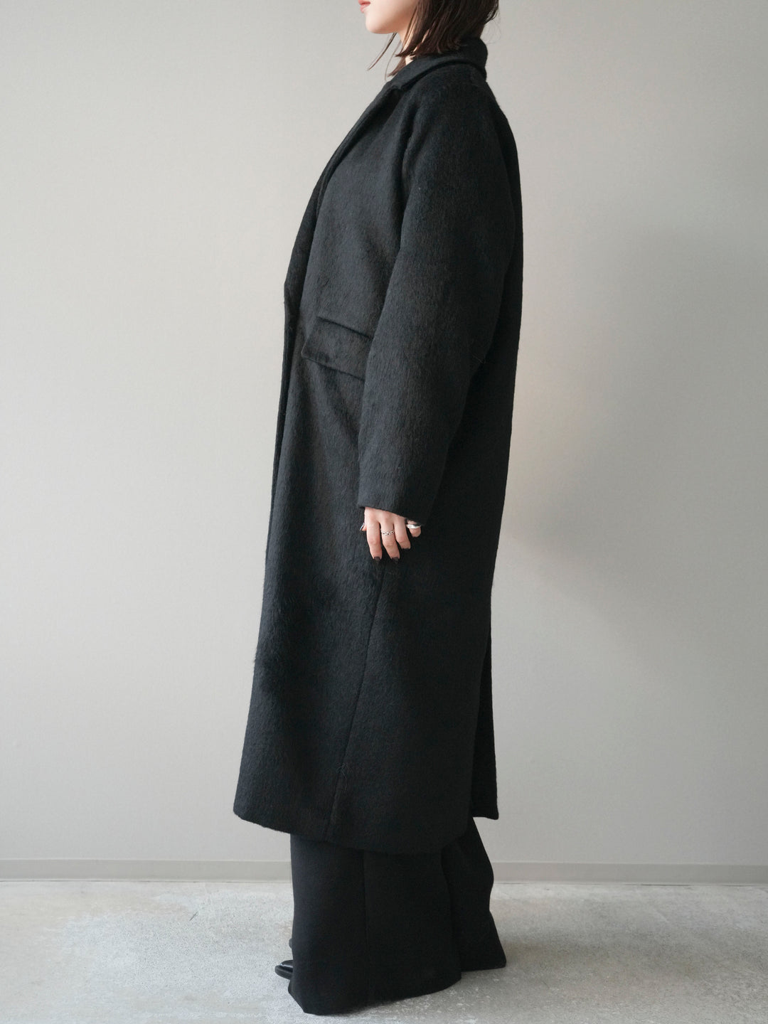 [予約]ソフトシャギーチェスターコート/black