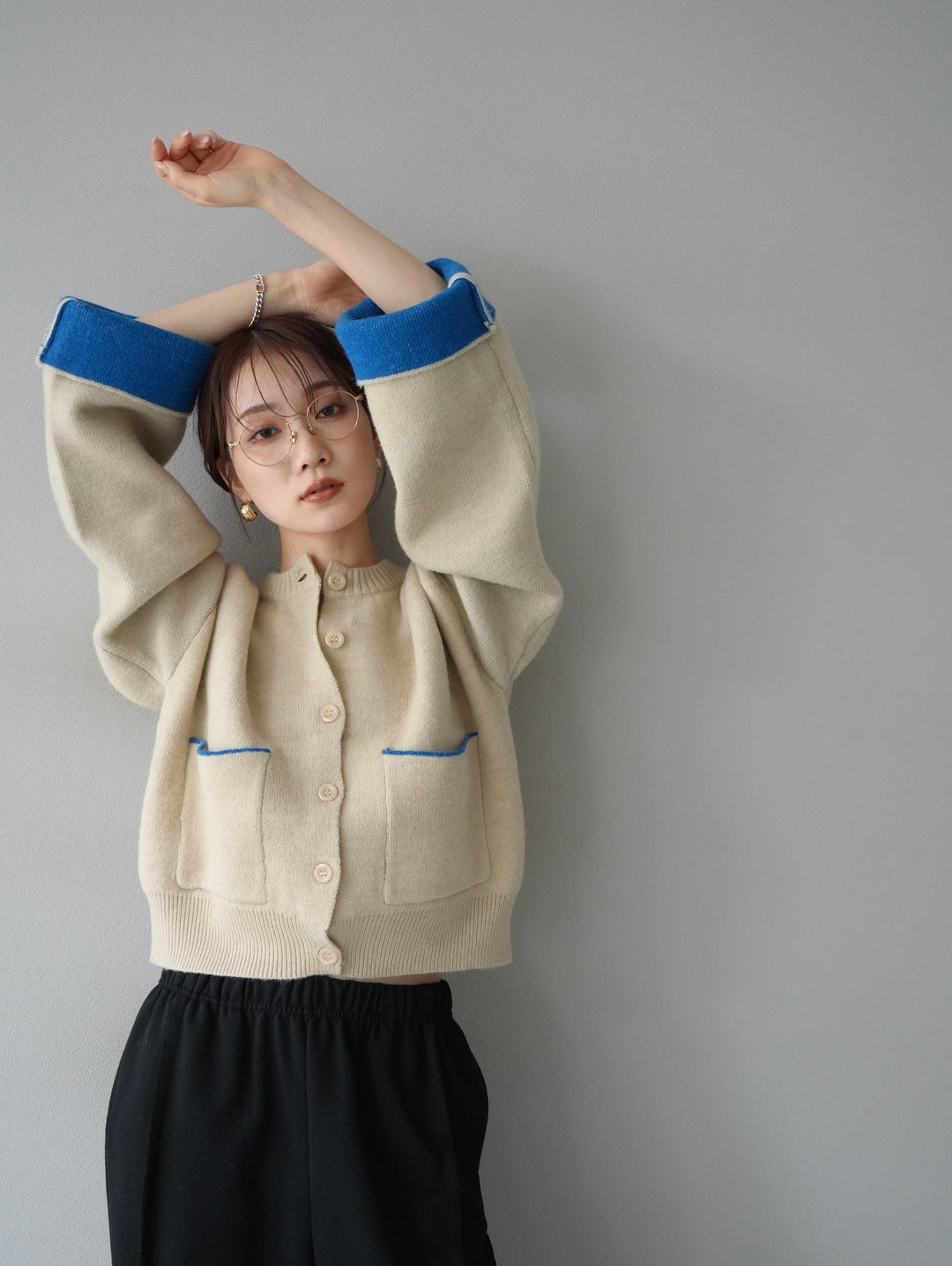 [SET]バイカラーオーバーニットカーディガン+バイカラーオーバーニットカーディガン(2set)