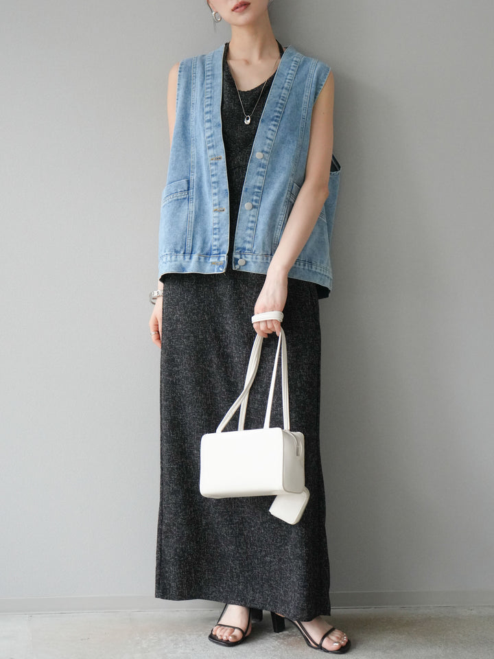 [預購] 夏季粗花呢多層吊帶洋裝/黑色