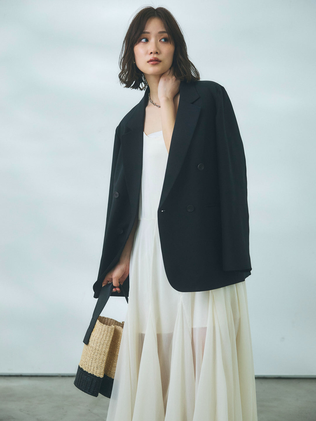 【預購】淺色修身夾克 / 黑色