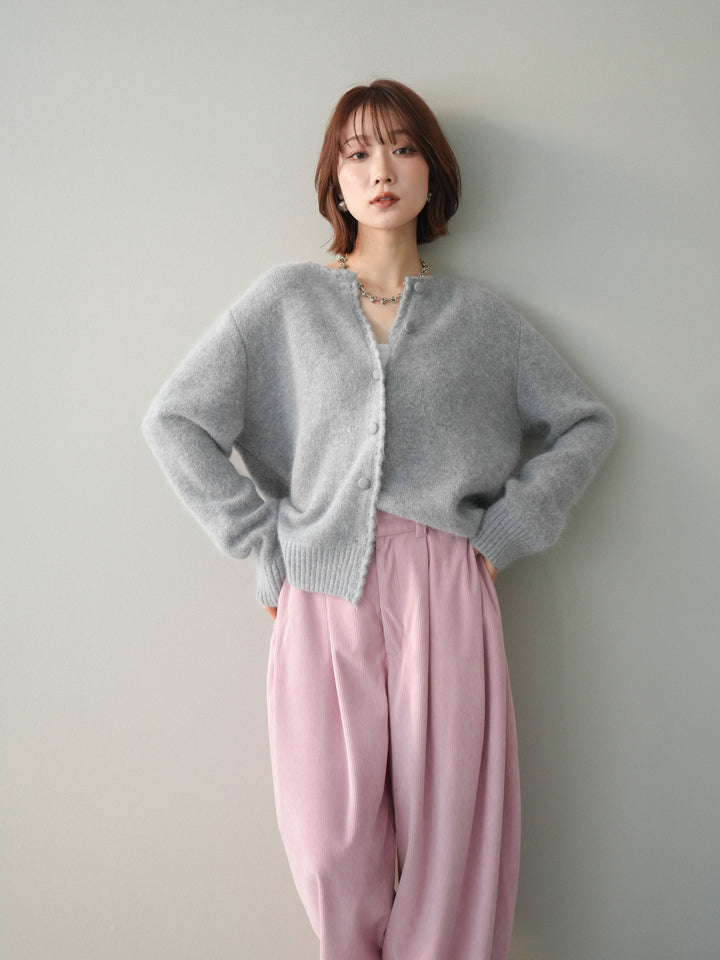 [SET]くるみボタンニットカーディガン+コーデュロイサイドタックコクーンパンツ(2set)