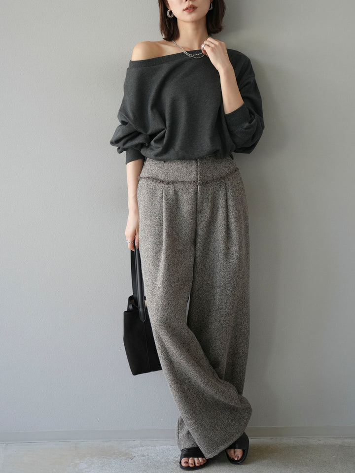 [予約]オフショルスウェットプルオーバー/チャコール