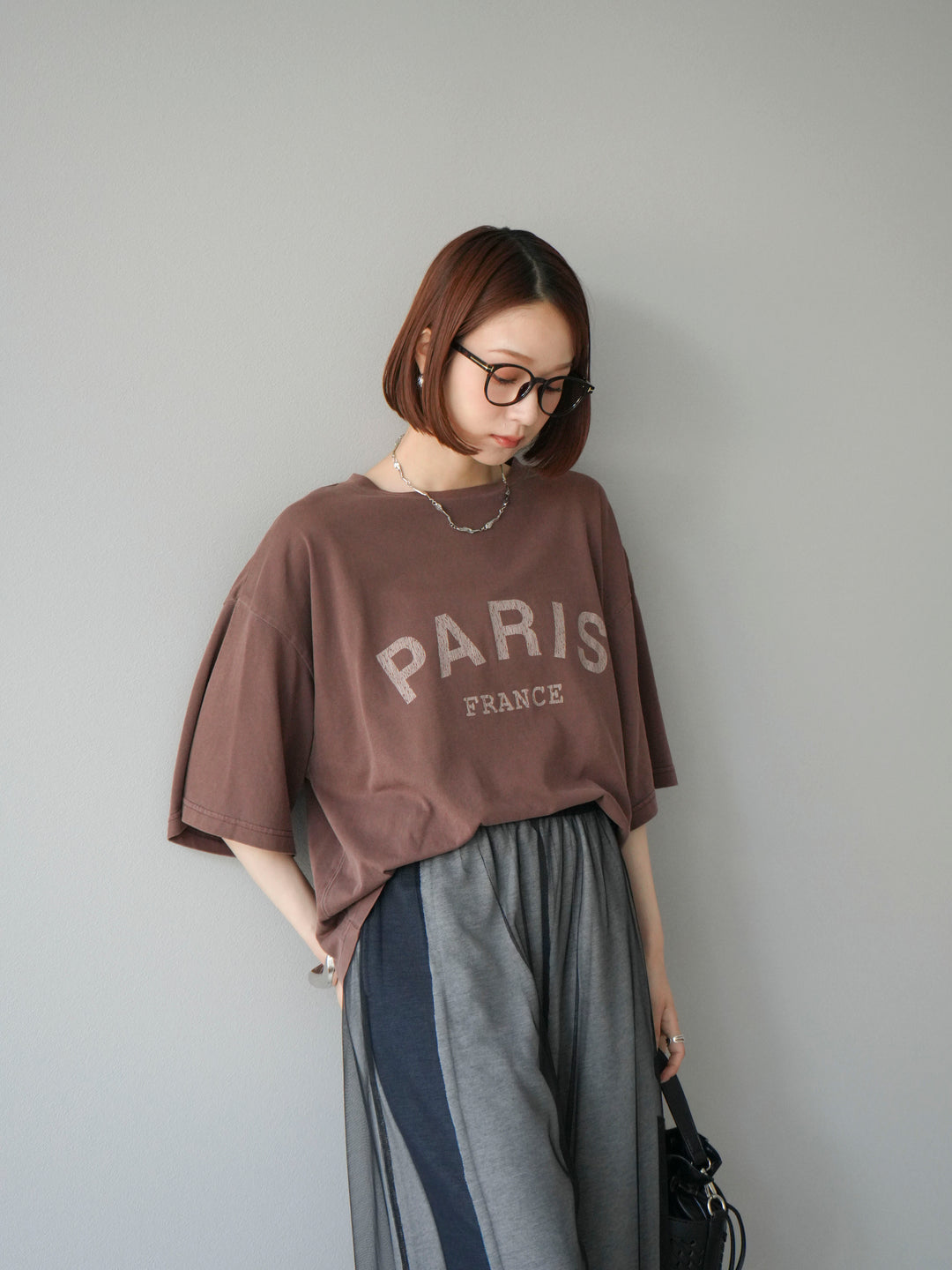 [予約]ピグメントロゴプリントTシャツ/ブラウン