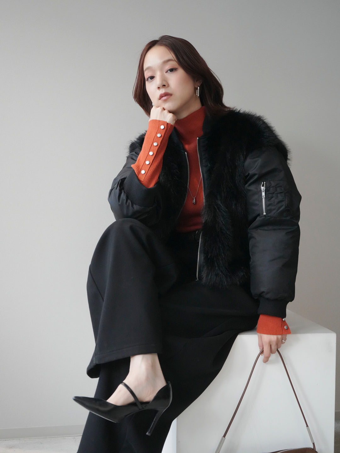 [預訂] 人造毛組合 MA-1/黑色