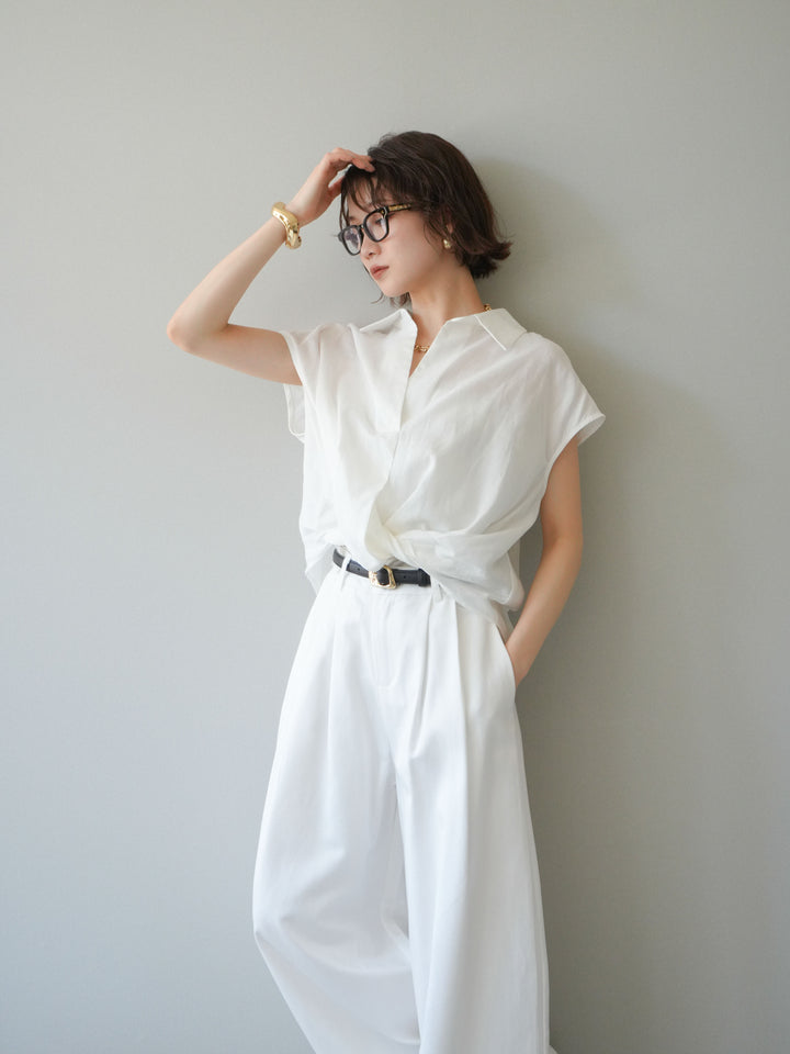 [予約]フレンチツイストドレープシャツ/white