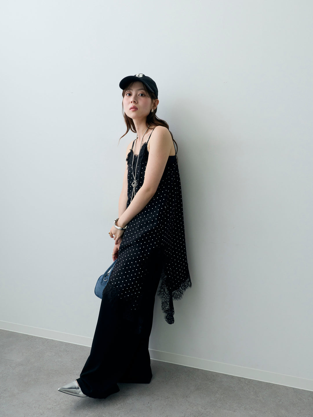 [SET]ドットレースアシメキャミチュニック+リラックスドレープスウェットパンツ(2set)