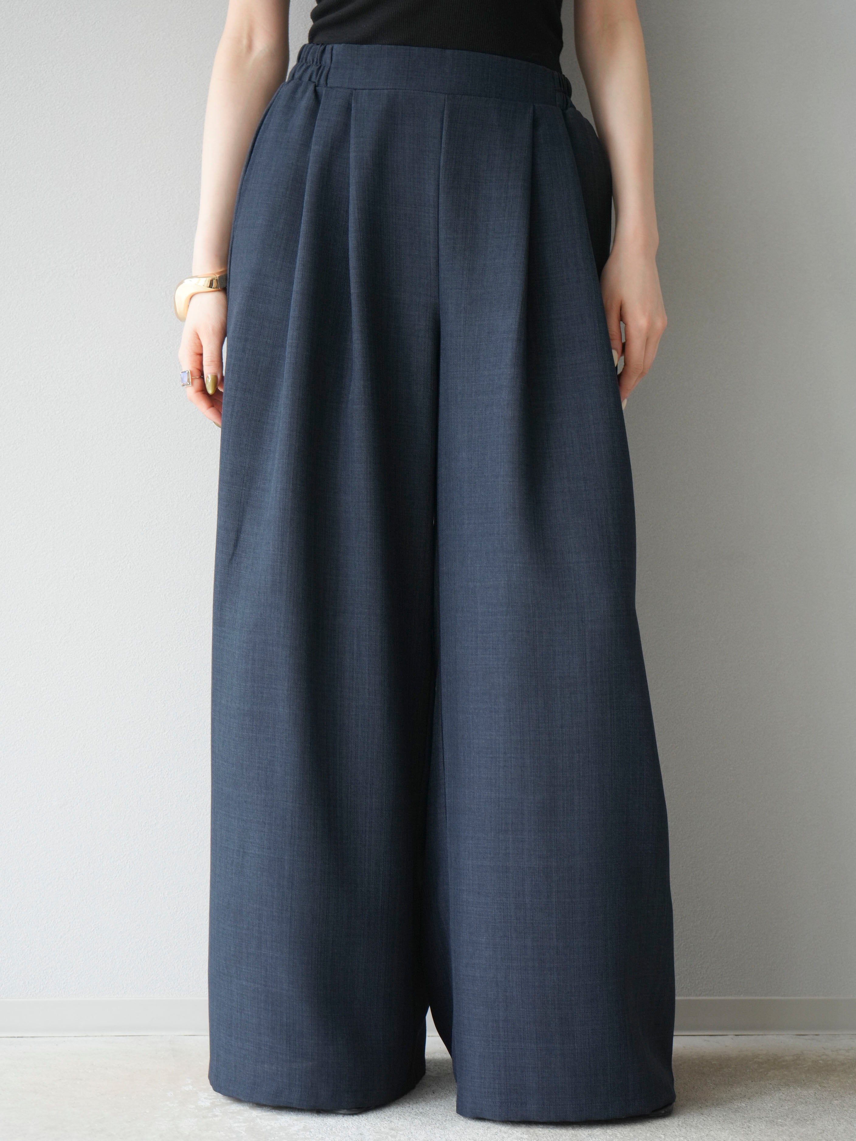 予約]リネンライクイージーワイドパンツ/チャコール – Lumier