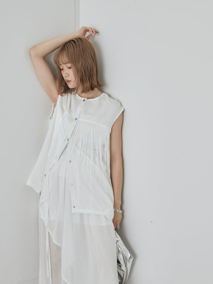 [予約]フリンジノースリブラウス/オフ